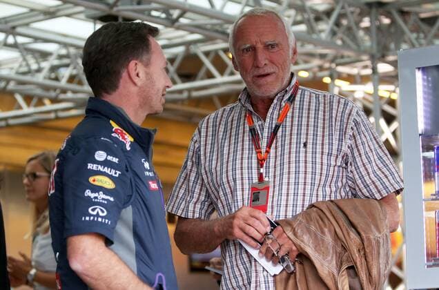 FORMULA 1 - GP of Austria 2015 SPIELBERG,AUSTRIA,19.JUN.15 - MOTORSPORTS, FORMULA 1 - Grand Prix of Austria, Red Bull Ring, free practice. Image shows team principal Christian Horner (Infiniti Red Bull Racing) and Red Bull founder Dietrich Mateschitz. GEPAxpictures xDanielxGoetzhaber