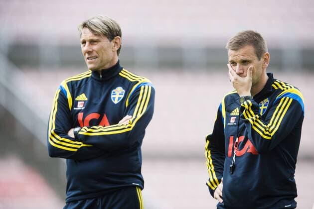 Aktuell Fußball, U21 EM, Training Nationalteam Schweden in Brno June 19, 2015 - Brno: Hakan Ericson, Andreas Pettersson - Fussball, U21 EM, Training Nationalteam Schweden.  - ZUMAb138