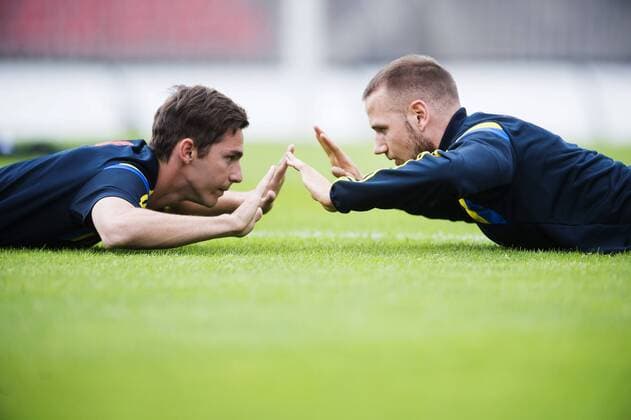 Aktuell Fußball, U21 EM, Training Nationalteam Schweden in Brno June 19, 2015 - Brno: Branimir Hrgota, Alexander Milosevic - Fussball, U21 EM, Training Nationalteam Schweden.  - ZUMAb138