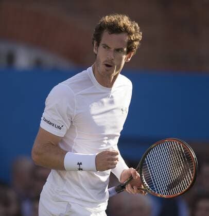 19.06.2015. London, England. Queens Aegon Championship Tennis. Andy Murray (GBR) celebrates winning the second set to make it 1-1. xNigelxCookex  ActionPlus11633316