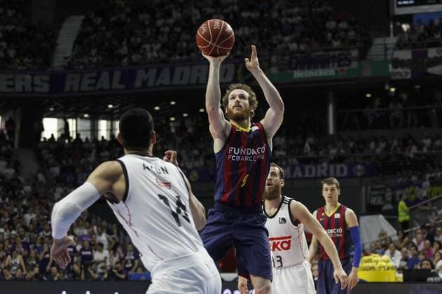 Aktuell Basketball, Spanien, Finale, Real Madrid - FC Barcelona Barcelona s Huertas during Liga Endesa Final first match at Palacio de los Deportes in Madrid, Spain. June 19, 2015.  (2015061900089)