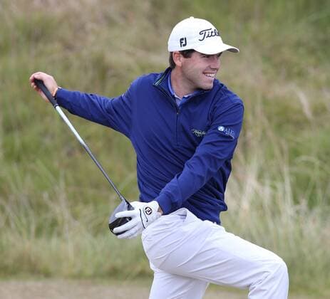 Ben Martin stretches before teeing off on the first hole in the second round of the 115th U.S. Open Championship at Chambers Bay on June 19, 2015 in University Place, Washington.  SEA20150619016 JIMxBRYANT