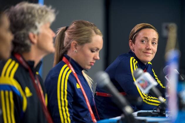 Aktuell Fußball, Damen WM, Nationalmannschaft Schweden PK June 19, 2015 - Ottawa - 150619 Therese Sjögran - PK SWE, 19 juni 2015 Ottawa.. BILDBYRAN kod CS 57696 News - June 19, 2015  - ZUMAb138