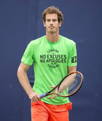 Aktuell Tennis, Andy Murray Training im Motivationsshirt, ATP Turnier im Queen s Club 20.06.2015. London, England. Queens Aegon Championship Tennis. Andy Murray (GBR) in his practice session on court number 3 in preparation for his semifinal match against Viktor Troicki (SRB). xNigelxCookex  ActionPlus11633517
