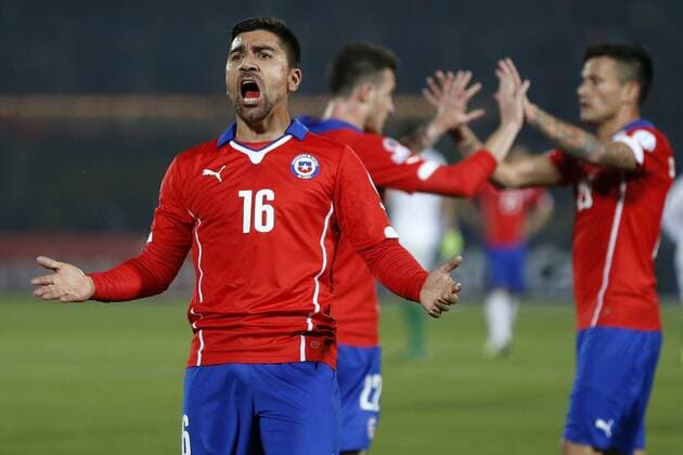 Aktuell Fußball, Copa America, Chile - Bolivien Football , Chile v Bolivia. Copa America Championship 2015 . Chile s player David Pizarro, celebrates the fourth goal against Bolivia during the group A football match of the 2015 Copa America at the National stadium in Santiago, Chile. 19 06 2015 Andrés Piña Photosport Chile v Bolivia, Copa America 2015. 