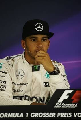 FORMULA 1 - GP of Austria 2015 SPIELBERG,AUSTRIA,20.JUN.15 - MOTORSPORTS, FORMULA 1 - Grand Prix of Austria, Red Bull Ring, practice and qualifying, press conference PK Pressekonferenz Image shows Lewis Hamilton (GBR Mercedes GP). GEPAxpictures xDanielxGoetzhaber