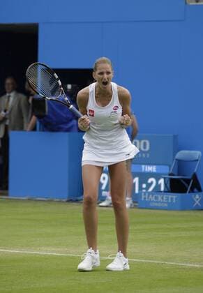 Aktuell Tennis, WTA Turnier in Birmingham, Halbfinale 20.06.2015. Birmingham, England. Aegon Classic Tennis Tournament. Karolina Pliskova (Cze) celebrates her semi-final win over Kristina Mladenovic (Fra). Pliskova (Cze) won 6-2, 7-6. xAlanxMartinx  ActionPlus11633662