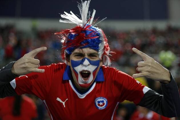 Football , Chile v Mexico. Copa America Championship 2015 . A Chile s cheers his team prior to the group A of the 2015 Copa America football match against México at the National stadium in Santiago, Chile. 15 06 2015 Andrés Piña Photosport Chile v México, Copa America 2015. 