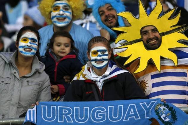 Football , Argentina v Uruguay. Copa America Championship 2015 . Uruguay s fans cheer their team prior to the group B of the 2015 Copa America football match against Argentina at the La Portada stadium in La Serena, Chile. 16 06 2015 Andrés Piña Photosport Argentina v Uruguay, Copa America 2015. 