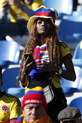 Football, Colombia v Venezuela . Copa America 2015 . Colombia s fans cheer during the match of group C of the 2015 Copa America against Venezuela at El Teniente stadium. Rancagua, Chile. 14 06 2015 Marcelo Hernandez Photosport Colombia v Venezuela, Copa America 2015. 