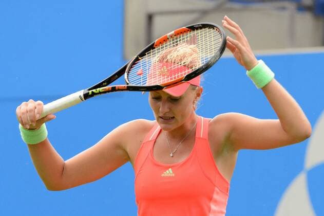 Aktuell Tennis, WTA Turnier in Birmingham, Halbfinale June 20, 2015 - Birmingham, England - KRISTINA MLADENOVIC of France reacts to a point during her semifinal match v. K. Pliskova at the Aegon Classic tennis tournament in Birmingham England on Saturday June 20 2015 Tennis 2015 - Aegon Classic - ZUMAl132