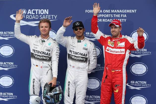 Motorsports: FIA Formula One World Championship WM Weltmeisterschaft 2015, Grand Prix of Austria, 6 Nico Rosberg (GER, Mercedes AMG Petronas Formula One Team), 44 Lewis Hamilton (GBR, Mercedes AMG Petronas Formula One Team), 5 Sebastian Vettel (GER, Scuderia Ferrari), xHOCHxZWEIx