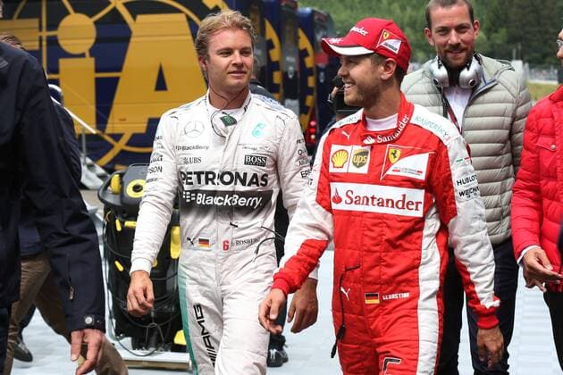 Motorsports: FIA Formula One World Championship WM Weltmeisterschaft 2015, Grand Prix of Austria, 6 Nico Rosberg (GER, Mercedes AMG Petronas Formula One Team), 5 Sebastian Vettel (GER, Scuderia Ferrari), xHOCHxZWEIx