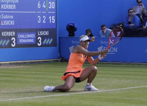 20.06.2015. Birmingham, England. Aegon Classic Tennis Tournament. Angelique Kerber (Ger) in semi-final action against fellow German Sabine Lisicki (Ger). Kerber won in straight sets 6-3, 6-3. xAlanxMartinx  ActionPlus11633804