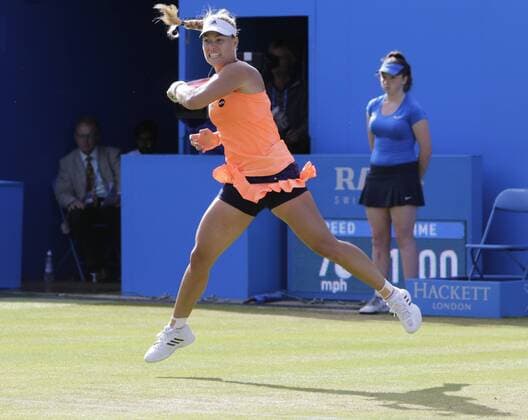 20.06.2015. Birmingham, England. Aegon Classic Tennis Tournament. Angelique Kerber (Ger) in semi-final action against fellow German Sabine Lisicki (Ger). Kerber won in straight sets 6-3, 6-3. xAlanxMartinx  ActionPlus11633805
