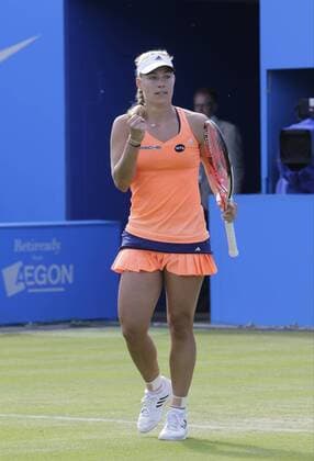 20.06.2015. Birmingham, England. Aegon Classic Tennis Tournament. Angelique Kerber (Ger) celebrates her semi-final win over Sabine Lisicki (Ger). Kerber won in straight sets 6-3, 6-3. xAlanxMartinx  ActionPlus11633806