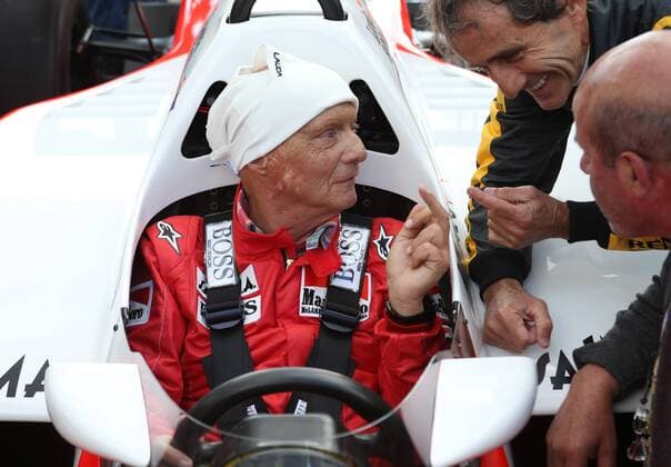 FORMULA 1 - GP of Austria 2015 SPIELBERG,AUSTRIA,20.JUN.15 - MOTORSPORTS, FORMULA 1 - Grand Prix of Austria, Red Bull Ring, legends race. Image shows Niki Lauda and Alain Prost. GEPAxpictures xAndreasxPranter