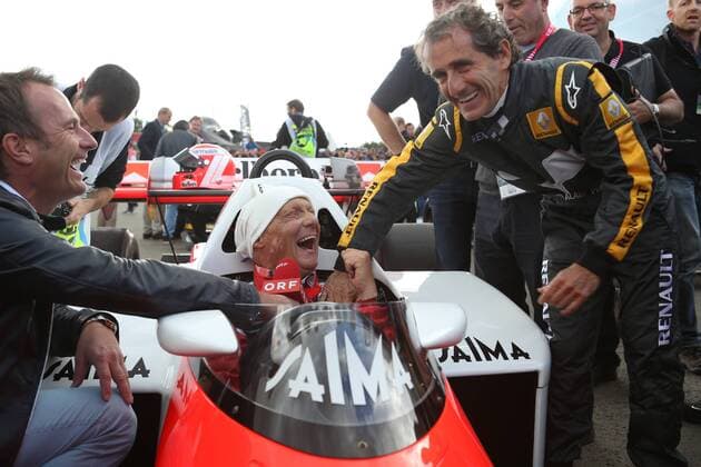 FORMULA 1 - GP of Austria 2015 SPIELBERG,AUSTRIA,20.JUN.15 - MOTORSPORTS, FORMULA 1 - Grand Prix of Austria, Red Bull Ring, legends race. Image shows Niki Lauda and Alain Prost. GEPAxpictures xAndreasxPranter
