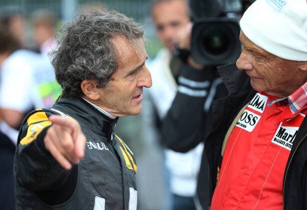 FORMULA 1 - GP of Austria 2015 SPIELBERG,AUSTRIA,20.JUN.15 - MOTORSPORTS, FORMULA 1 - Grand Prix of Austria, Red Bull Ring, legends race. Image shows Alain Prost and Niki Lauda. GEPAxpictures xAndreasxPranter