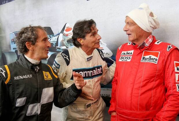 FORMULA 1 - GP of Austria 2015 SPIELBERG,AUSTRIA,20.JUN.15 - MOTORSPORTS, FORMULA 1 - Grand Prix of Austria, Red Bull Ring, legends race. Image shows Alain Prost, Nelson Piquet and Niki Lauda. GEPAxpictures xChristianxWalgram