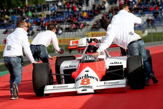 FORMULA 1 - GP of Austria 2015 SPIELBERG,AUSTRIA,20.JUN.15 - MOTORSPORTS, FORMULA 1 - Grand Prix of Austria, Red Bull Ring, legends race. Image shows chairman of the advisory board Niki Lauda (Mercedes GP) in the 1984 McLaren MP 4 2 TAG Turbo. GEPAxpictures xChristianxWalgram