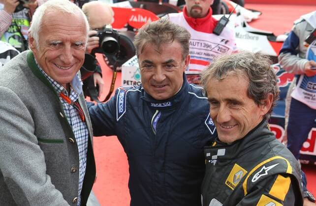 FORMULA 1 - GP of Austria 2015 SPIELBERG,AUSTRIA,20.JUN.15 - MOTORSPORTS, FORMULA 1 - Grand Prix of Austria, Red Bull Ring, legends race. Image shows Red Bull founder Dietrich Mateschitz, Jean Alesi and Alain Prost. GEPAxpictures xAndreasxPranter