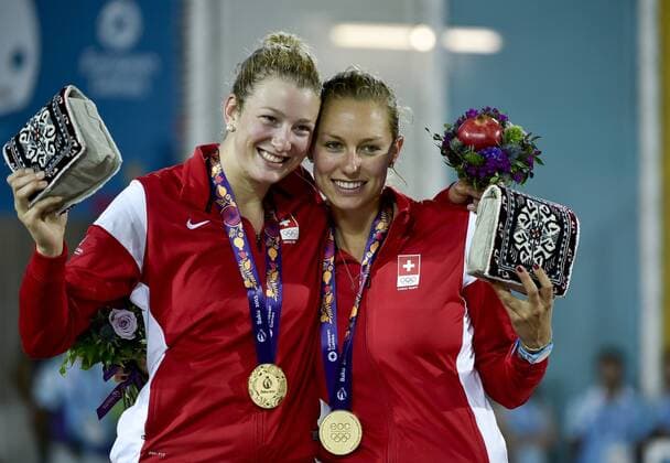 European Games Baku BAKU,AZERBAIJAN,20.JUN.15 - European Games Baku Beach volleyball Beachvolleyball final women. Image shows Nicole Eiholzer and Nina Betschart (SUI). GEPAxpictures xM.xHoermandinger
