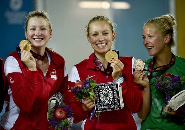 European Games Baku BAKU,AZERBAIJAN,20.JUN.15 - European Games Baku Beach volleyball Beachvolleyball final women. Image shows Nicole Eiholzer, Nina Betschart (SUI) and Monika Povilaityte (LTU). GEPAxpictures xM.xHoermandinger