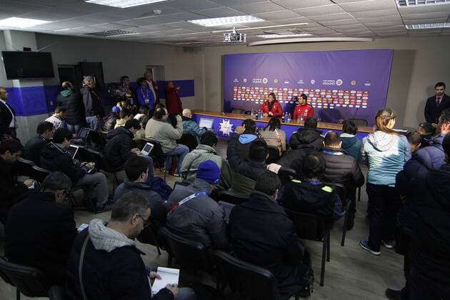Football , Press media of Peru Copa America Championship 2015 . Peru s manager Ricardo Gareca talks during a press media in the 2015 Copa America. Temuco, Chile. 20 06 2015 DragomirYankovic Photosport . 
