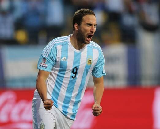 Argentina-Jamaica VINA DEL MAR, CH - 06 20 2015: ARGENTINA X JAMAICA - Higuain celebrates goal during the match between Argentina-Jamaica held at Estadio Sausalito, Vina Del Mar in Group B of the Copa America. (Photo: Carlos Ezequiel Vannoni FotoArena).  CarlosxEzequielxVannoni