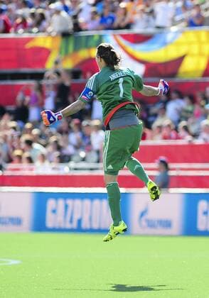 June 20, 2015: Goalkeeper Nadine Angerer ( 1) of Germany celebrates at the final whistle after Germany defeated Sweden 4-1 in the FIFA 2015 Women s World Cup Round of 16 match at Lansdowne Stadium in Ottawa, Canada. Germany progress to the quarter-finals whilst Sweden are eliminated. SOCCER: JUN 20 FIFA Women s World Cup - Round of 16 - Germany v Sweden Icon2015062000009 EDITORIAL USE ONLY