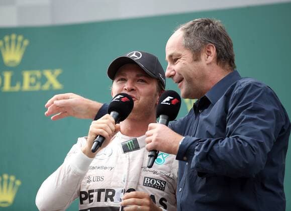 FORMULA 1 - GP of Austria 2015 SPIELBERG,AUSTRIA,21.JUN.15 - MOTORSPORTS, FORMULA 1 - Grand Prix of Austria, Red Bull Ring, award ceremony. Image shows Nico Rosberg (GER Mercedes AMG Petronas F1 Team) and Gerhard Berger. GEPAxpictures xHansxOberlaender