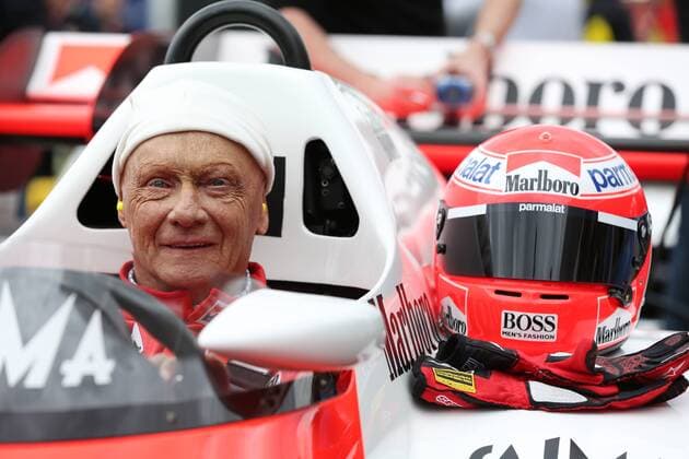 FORMULA 1 - GP of Austria 2015 SPIELBERG,AUSTRIA,21.JUN.15 - MOTORSPORTS, FORMULA 1 - Grand Prix of Austria, Red Bull Ring, legends parade. Image shows chairman of the advisory board Niki Lauda (Mercedes GP) in the 1984 McLaren MP 4 2 TAG Turbo. GEPAxpictures xHaraldxSteiner