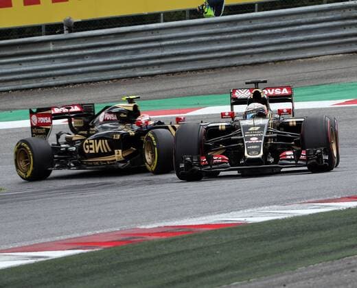 FORMULA 1 - GP of Austria 2015 SPIELBERG,AUSTRIA,21.JUN.15 - MOTORSPORTS, FORMULA 1 - Grand Prix of Austria, Red Bull Ring. Image shows Pastor Maldonado (VEN Lotus F1 Team) and Romain Grosjean (FRA Lotus F1 Team). GEPAxpictures xHansxOberlaender