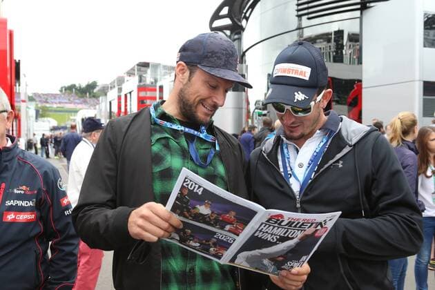 FORMULA 1 - GP of Austria 2015 SPIELBERG,AUSTRIA,21.JUN.15 - MOTORSPORTS, FORMULA 1 - Grand Prix of Austria, Red Bull Ring. Image shows Aksel Lund Svindal (NOR) and Dominik Paris (ITA). GEPAxpictures xAndreasxPranter