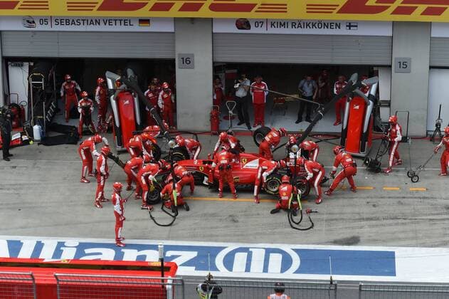 Sebastian Vettel, Scuderia Ferrari, Pitstop. formula 1 GP, Austria in Spielberg, 21.06.2015 Photo:mspb Jerry Andre Pitstop, Sebastian Vettel, formula 1 GP, Austria