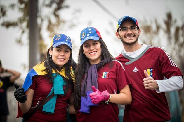 Brazil vs Venezuela SANTIAGO, CHILE - 06 21 2015: BRAZIL X VENEZUELA - fans before match between Brazil vs Venezuela, valid for the third round of the first phase of Group C of the Copa America 2015 held at the Estadio Monumental David Arellano. (Photo: Marcelo Machado de Melo FotoArena)  MarceloxMachadoxdexMelo