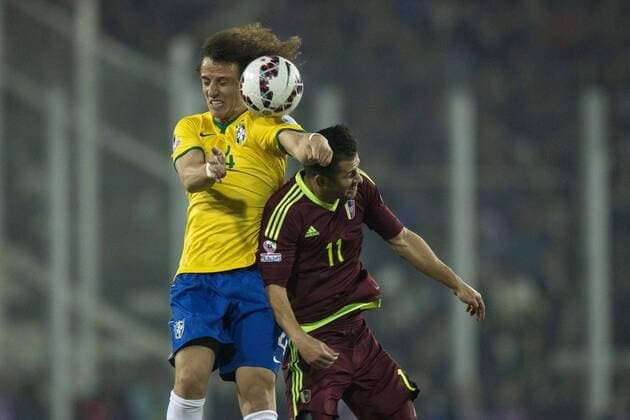 Brazil vs Venezuela SANTIAGO, CHILE - 06 21 2015: BRAZIL X VENEZUELA - David Luiz from Brazil ball dispute with C. Gonzalez of Venezuela during the match between Brazil vs Venezuela, valid for the third round of the first phase of Group C of the Copa America 2015, held at the Monumental Stadium David Arellano. (Photo: Marcelo Machado de Melo FotoArena)  MarceloxMachadoxdexMelo