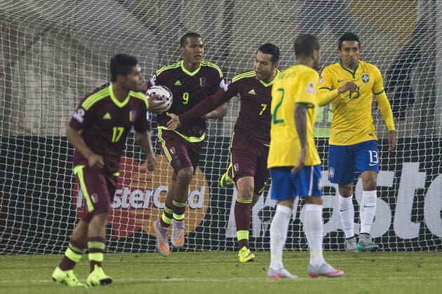 Brazil vs Venezuela SANTIAGO, CHILE - 06 21 2015: BRAZIL VENEZUELA X - N. Fedor of Venezuela celebrates after scoring goal during the match between Brazil vs Venezuela, valid for the third round of the first phase of Group C of the Copa America 2015 held at the Estadio Monumental David Arellano. (Photo: Marcelo Machado de Melo FotoArena)  MarceloxMachadoxdexMelo