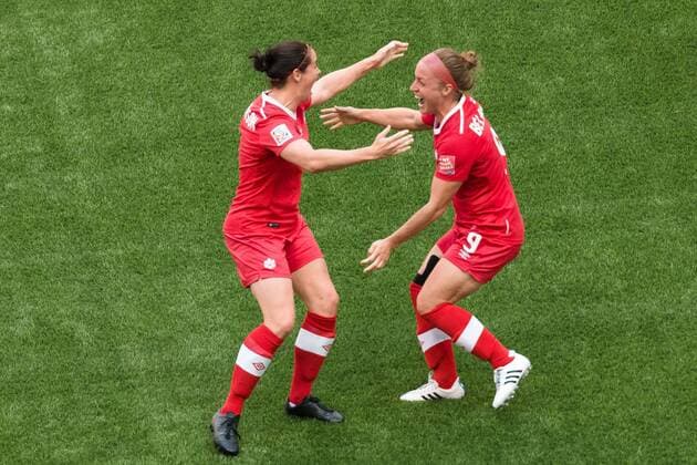 June 21, 2015: Josee BELANGER of Canada celebrates her goal during a round of 16 match between Canada and Switzerland at the FIFA Women s World Cup Canada 2015 at BC Place Stadium on 21 June 2015 in Vancouver, Canada. Canada won 1-0. Sydney Low Cal Media. Soccer 2015: FIFA Women s World Cup JUNE 21 - ZUMAc04_