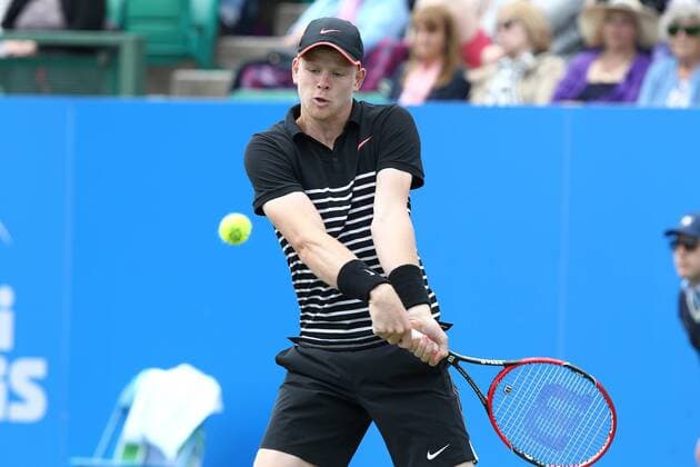 22.06.2015. Nottingham, England. Aegon Nottingham Open Tennis Tournament. Backhand from Kyle Edmund (Great Britain) xDavidxKissmanx  ActionPlus11634208