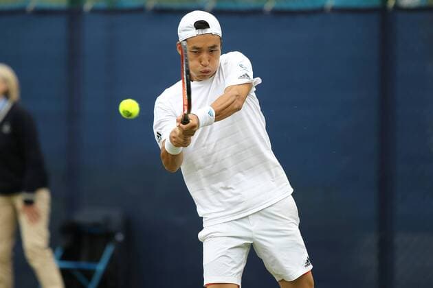 22.06.2015. Nottingham, England. Aegon Nottingham Open Tennis Tournament. Backhand from Go Soeda (Japan) xDavidxKissmanx  ActionPlus11634227