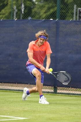 23.06.2015. Nottingham, England. Aegon Nottingham Open Tennis Tournament. Backhand from Alexander Zverev (Germany) on his way to victory against Thomaz Bellucci (Brazil) xDavidxKissmanx  ActionPlus11634517