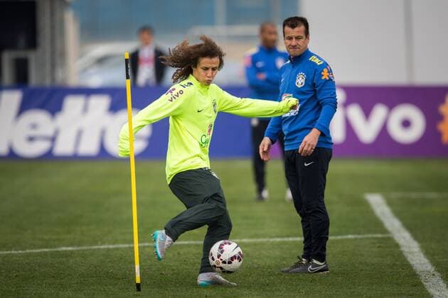 Brazil training SANTIAGO, CHILE - 06 23 2015: TRAINING OF BRAZILIAN SELECTION - David Luiz and Dunga during training the Brazilian team for the match between Brazil vs Paraguay, the quarterfinals of the Copa America 2015, held at the Training Center of the Universidad de Chile. (Photo: Marcelo Machado de Melo FotoArena)  MarceloxMachadoxdexMelo