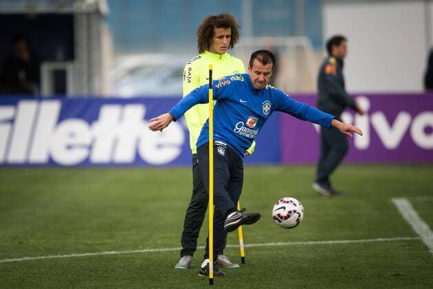 Training the Brazilian team SANTIAGO, CHILE - 06 23 2015: TRAINING OF BRAZILIAN SELECTION - Dunga and David Luiz during training the Brazilian team for the match between Brazil vs Paraguay, the quarterfinals of the Copa America 2015, held at the Training Center of the Universidad de Chile. (Photo: Marcelo Machado de Melo FotoArena)  MarceloxMachadoxdexMelo