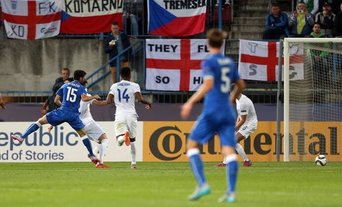 Italy s Marco Benassi scoring his sides second goal England v Italy- UEFA Under 21 s - Ander Stadium - Czech Republic - 24th June 2015 - Picture David Klein Sportimage EDITORIAL USE ONLY. No use with unauthorised audio, video, data, fixture lists, club league logos or live services. Online in-match use limited to 120 images, no video emulation. No use in betting, games or single club league player publications.