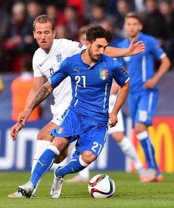 Aktuell Fußball, U21-EM, England - Italien 2015.06.24 OLOMOUC FOOTBALL UNDER 21 CHAMPIONSHIP CZECH REPUBLIC 2015 ENGLAND VS ITALY HARRY KANE Danilo Cataldi 2015.06.24  20150624LUK022