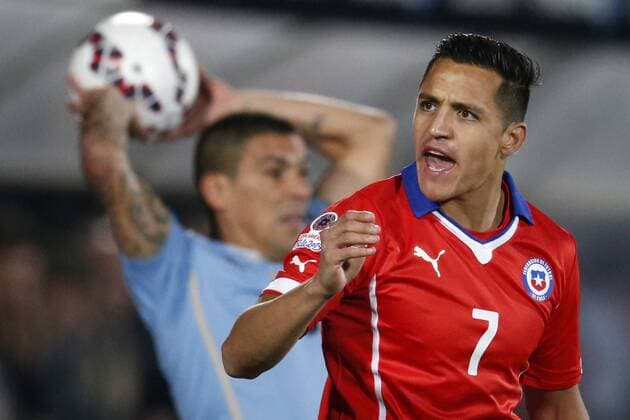 Copa America Championship 2015 . Chile s player, Alexis Sanchez, gestures during the group A of the 2015 Copa America football match against Uruguay at the National stadium in Santiago, Chile. 24 06 2015 Andres Pina Photosport Chile v Uruguay, Copa America 2015. 