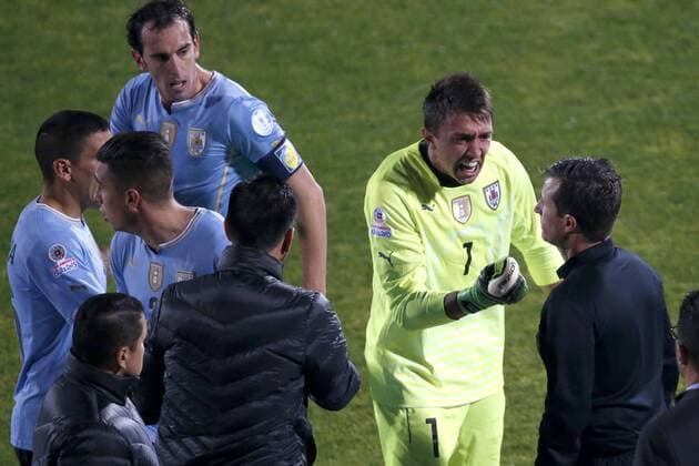 Copa America Championship 2015 . Uruguay s players reacts during the football match of the 2015 Copa America at the National stadium in Santiago, Chile. 24 06 2015 Adrian Aylwin Photosport Chile v Uruguay, Copa America 2015. 