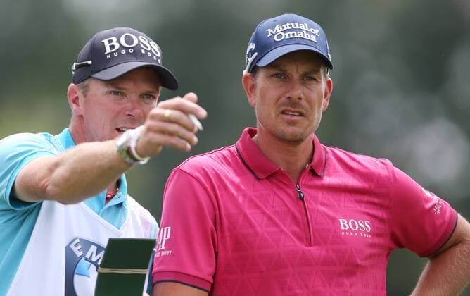 GOLF - BMW International Open 2015 MOOSINNING,GERMANY,25.JUN.15 - GOLF - European Tour, BMW International Open, GC Muenchen Eichenried. Image shows caddy Gareth Lord and Henrik Stenson (SWE). GEPAxpictures xAndreasxPranter
